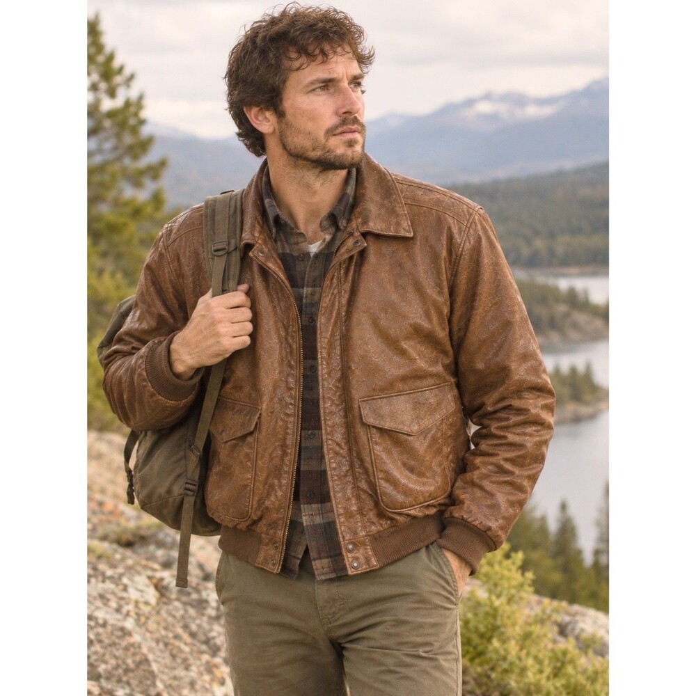 VTG Wilsons Adventure Bound Brown Leather Bomber Jacket 3M Thinsulate Men 2XLT